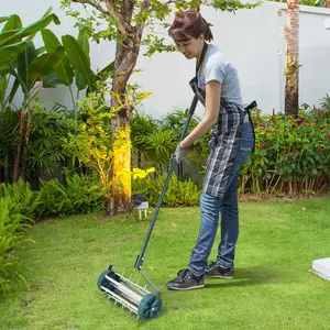 Ağır hizmet tipi tekerlekli çim çim havalandırıcı çelik Spike rulo alüminyum sap bahçe