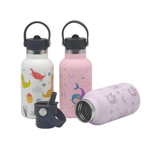 silverjet Kids Stainless Steel Water <b>Bottle</b> 350ml Wide Mouth With Straw Keep <b>Warm</b> Cold For Outdoor Gift - Product Image 2