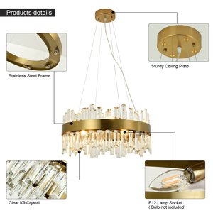 Luminaire suspendu LED élégant, lustre en cristal de luxe pour salon, chambre à coucher - Product Image 2