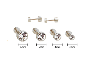 3-6MM Screw-Back <b>Crystal</b> <b>Studs</b> | Stainless Steel 18K PVD Gold Plated Unisex <b>Earrings</b> | Minimalist Cartilage Piercing Jewelry - Product Image 5
