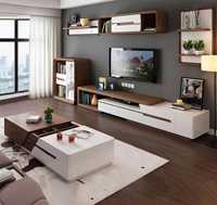 Meuble TV de Luxe - Support TV Moderne en Bois avec Table Basse pour Maison, Hôtel, Salon