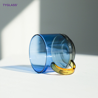 Tasses en verre borosilicate personnalisées, créatives, deux couleurs, vaisselle unique, 300 ml, compatibles lave-vaisselle et micro-ondes, pour thé et café