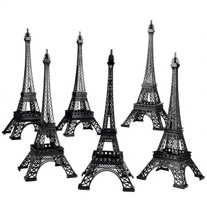 Therwen Set di 6 Statue della Torre <span class=keywords><strong>Eiffel</strong></span> da 15'' in Lega Metallica, Tema Architettonico Francese di Parigi, Oggetto da Collezione, Decorazione per Feste, Regalo, Decorazione per Torte - Product Image 1
