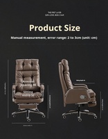 Chaise de bureau exécutive ergonomique de luxe moderne avec cuir véritable, fonctionnalités réglables, structure en acier inoxydable