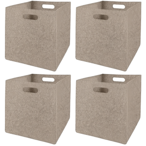 Ensemble de boîtes de <span class=keywords><strong>rangement</strong></span> en feutre non tissé MIQIO, 4 paniers pliables 30x30x30cm, caisses organisatrices beige - Product Image 1