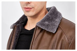 แจ็กเก็ตอุ่นสำหรับผู้ชายเสื้อโค้ทหนัง PU แฟชั่นลำลองสำหรับฤดูหนาว - Product Image 5