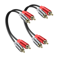 Câble audio 2RCA mâle-mâle plaqué or, blindage en aluminium tressé, conforme RoHS, pour amplificateur, home cinéma, ordinateur