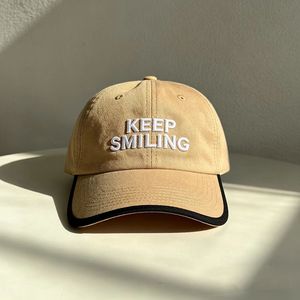 หมวกเบสบอลปักลาย KEEP SMILING สองสี ผ้าฝ้าย 100% หมวกทรงพ่อแบบปรับได้สำหรับใส่ในชีวิตประจำวัน - Product Image 6