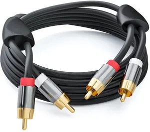 立体声音频电缆24k镀金连接器铜芯2RCA公rca至双音频2 rca双互连电缆