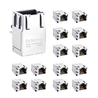 DGKYD - Conector Hembra RJ45 CAT6a con Carcasa Negra LCP, LED Verde-Naranja/Amarillo, Entrada Lateral, para Racks de Servidores de Centros de Datos, Funcionamiento Continuo 24/7