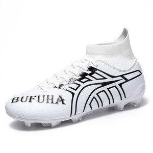 Botas de Fútbol Blancas Sintéticas para Hombre, con Cordones, Antideslizantes, Ligeras, de Caña Alta, para Deportes de Pelota - Product Image 1