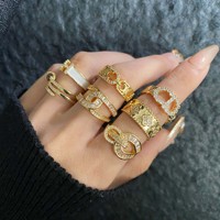 Bague hypoallergénique plaquée or véritable, chiffres romains ajourés, large bande réglable, cadeau pour couple