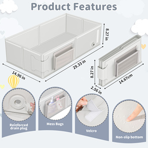 <strong>Baby</strong> Folding <strong>Bathtub</strong> Large Square PVC Indoor Bath Tub With Cat Shower Cup Portable Multi-Function Infant Tub Mat For 0-12 Months - Product Image 5