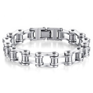 Wholesale Fine Bracelets & <b>Bangles</b> 316l Stainless Steel 14k 18k Pvd Gold Plated Hand Chain Motorcycle Bracelet for <b>Men</b> - Product Image 4