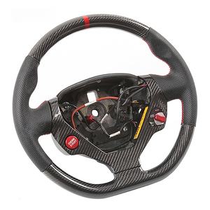 Volante de Cuero Negro y Fibra de Carbono Real Hecho en Fábrica para Autos de Carreras <span class=keywords><strong>Ferrari</strong></span>, Volante de Auto de 3 Carreras, de Antiguo a Nuevo - Product Image 2
