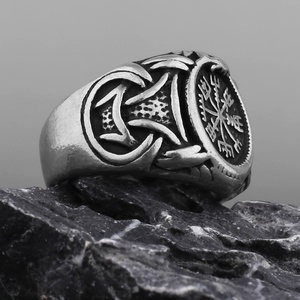 Wholesale Viking Compass Vegvisir Runic <b>Celtic</b> Knot Symbol <b>Ring</b> Stainless Steel Norse Amulet Scandinavian Irish <b>Celtic</b> <b>Rings</b> - Product Image 5