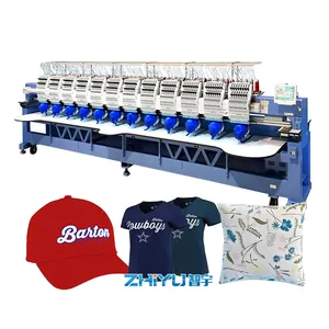 Nuevos productos, máquina de bordado de sombrero plano, máquina de coser de bordado computarizado de cabezales múltiples, máquina de bordado de gorras