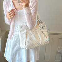 Sac à main pour femmes à imprimé pois, grand sac fourre-tout tendance pour filles, sac à bandoulière pour les voyages d'été, les courses quotidiennes, avec breloque étoile