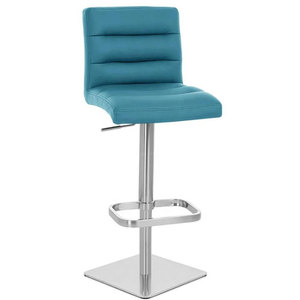 Taburete de Bar Minimalista de Estilo Nórdico con Respaldo de Estilo <span class=keywords><strong>Italiano</strong></span>, Taburete de Bar Giratorio de Cuero con Patas Altas - Product Image 3