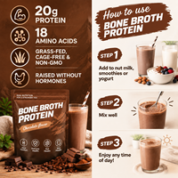 Collagène Protéiné Pur OEM ODM Types I, II & III – Soutien Intestinal, Articulaire, Immunitaire et Cutané – Poudre de Protéines de Bouillon d'Os de Bovins Nourris à l'Herbe