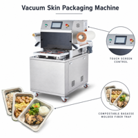 Machine d'emballage sous vide avec plateau en fibre moulée de bagasse compostable pour ligne de scellage de repas préparés