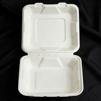 Boîte alimentaire en bagasse de canne à sucre de 8 pouces avec couvercle, biodégradable, recyclable, micro-ondable, pour restaurant, pique-nique