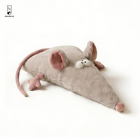 Coussin en peluche doux en velours de polyester - Oreiller amusant en forme de rat de dessin animé - Décoration fantaisie pour chambre d'enfant et canapé - Idée cadeau
