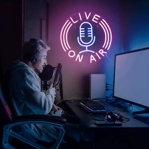 Letrero Luminoso LED de Micrófono con Efecto Neón para Decoración de Pared, Alimentado por USB, para Habitación de Niños y Niñas, Estación de Radio - Product Image 6