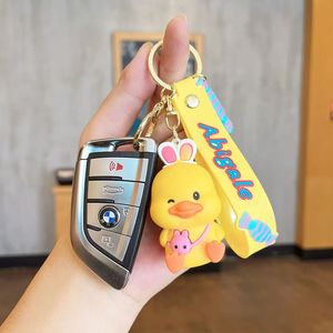 Zp-Tùy Chỉnh Nhỏ Màu Vàng Vịt Keychain Treo Mềm Cao Su 3D Phim Hoạt Hình Vịt Mặt Dây Chuyền Vui Dễ Thương Vòng Chìa Khóa Cho Xe Và Lễ Hội Quà Tặng - Product Image 3