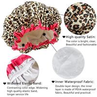 Logo personnalisable Bonnet de douche de salon de spa réutilisable pour femmes Bandeau élastique Bande dessinée PE écologique pour le nettoyage