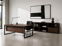 Bureau de direction modulaire ergonomique extensible dans un environnement de bureau minimaliste de style moderne