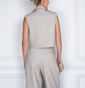 <span class=keywords><strong>Chaleco</strong></span> Beige a Medida para <span class=keywords><strong>Mujer</strong></span>, Mezcla de Poliéster, Viscosa y Elastano, para un Estilo Sofisticado de Negocios y Casual - Product Image 6