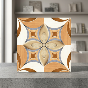 Azulejos de porcelana con efecto de tablón de madera vitrificada esmaltada Digital de alto brillo de 400x400mm para uso en baño y cocina en el hogar - Product Image 1