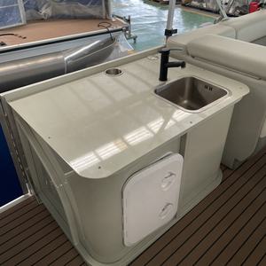 Bateau ponton en aluminium de 25ft 7.6m pour la fête flottante de pêche de passager de <span class=keywords><strong>taxi</strong></span> de lac avec le moteur hors-bord de coque d'EVA pour des loisirs sportifs - Product Image 3