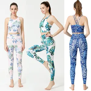 2024 nuevo estilo traje de Yoga para mujer, pantalones de Yoga estampados de secado rápido, chaleco deportivo trasero de belleza, ropa de Yoga para Fitness
