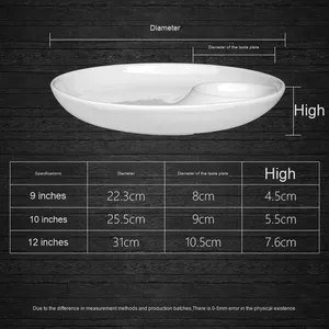 Plateau de service moderne en porcelaine <span class=keywords><strong>blanche</strong></span> avec bol à sauce intégré, assiette à apéritif en céramique, plateau à chips et à sauce, compatible <span class=keywords><strong>micro</strong></span>-ondes - Product Image 3