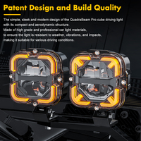 Faro LED Cuadrado de 55W 4x4 de Alta Venta con DRL Ámbar de 6500mm para Motocicletas, Camiones, Pickups y Luces Antiniebla LED Todoterreno