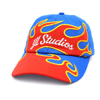 Casquette de sport en coton sergé 5 panneaux de haute qualité, personnalisable OEM, avec logo brodé 3D, visière incurvée, bleue, style baseball