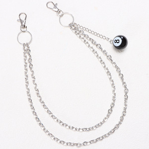 Hip Hop Metal Waist Chain Double Layer Black <b>8</b> <b>Ball</b> Pendant Zinc Alloy Casual Jeans Chain - Product Image 3