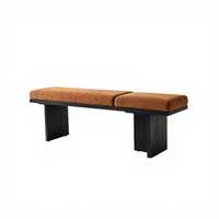 Banc d'entrée en bois massif, banc à chaussures, banc long rembourré, style luxe discret haut de gamme pour la maison