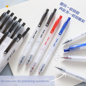 ปากกาสำหรับนักเรียน แบบกด แห้งเร็ว 0.5 มม. หัวสองด้าน สีน้ำเงิน แดง ดำ หมึกใส ดีไซน์เรียบง่าย ผลิตจากพลาสติก - Product Image 3