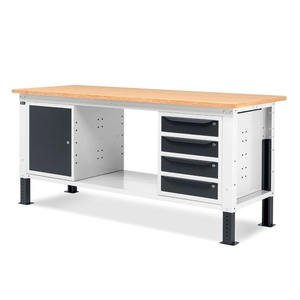 Fami WORK2005 Établi réglable de 200cm avec plateau en bois bicolore, armoire et 4 tiroirs - Product Image 3