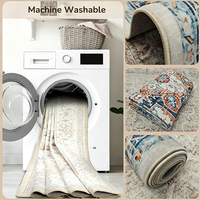 Low-Pile-Teppich für den Eingang Wohnzimmer Persian Distressed Entry Rug Bohemian Faux Wool Indoor Accent Rug