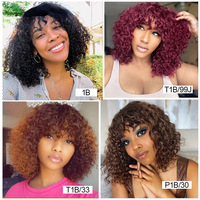 Perruques de cheveux humains naturels bruts coupe courte Pixie Bob avec frange Jerry Curly perruques Bob bon marché sans dentelle perruques Bob sans colle cheveux humains bob
