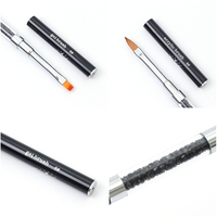 Brosse à ongles en gel, brosse à ongles en acrylique à double tête avec manche en cristal, vente en gros