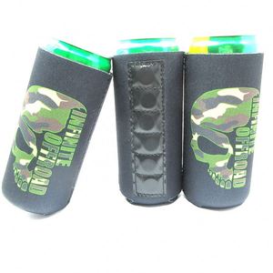 Printed Waterproof Slim Stubbie Holder 12 oz Solid Color Neoprene Can Magnet Stubby Cooler Beer Coozies with 6pcs Magnets - Product Image 1