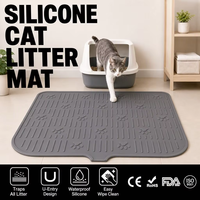 Tapis de litière pour chat en silicone double couche, imperméable, anti-dérapant, facile à nettoyer, tapis de sol pour animaux de compagnie