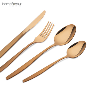<span class=keywords><strong>Restaurant</strong></span> flatware set spoons fork knife stainless steel gold cutlery - Product Image 1
