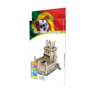 Set Mainan Bangunan Terkenal Karton DIY 3D Puzzle Konstruksi untuk Anak-anak