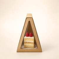 Boîte à gâteau pyramide en carton kraft personnalisée avec logo, qualité alimentaire, avec fenêtre transparente pour pâtisserie et cadeaux de fête